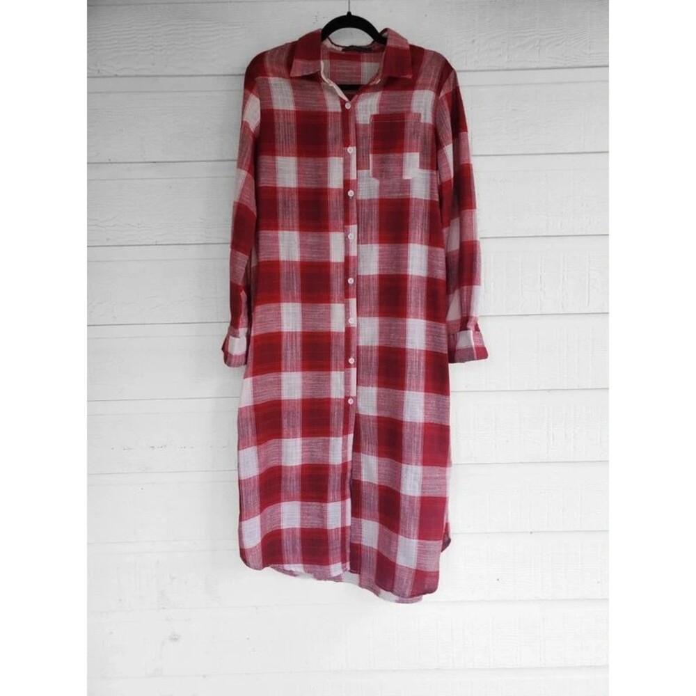 Zanzea Red Plaid Dress Size L